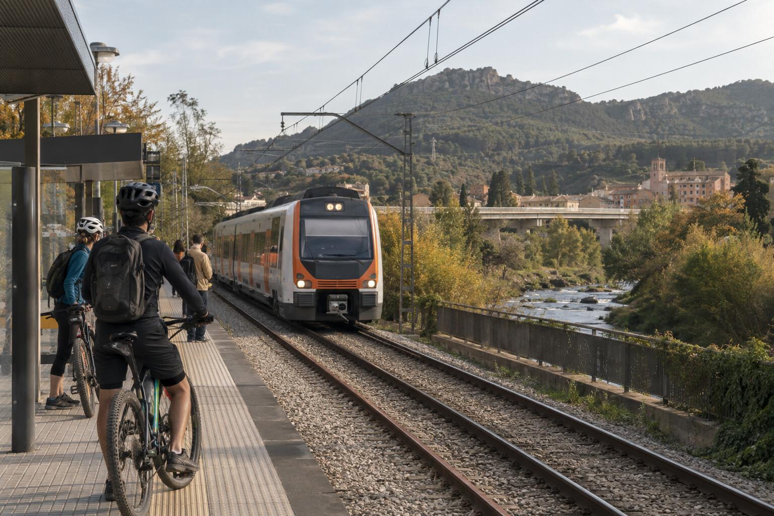 Commuter train and bicycles near Montcada i Reixac